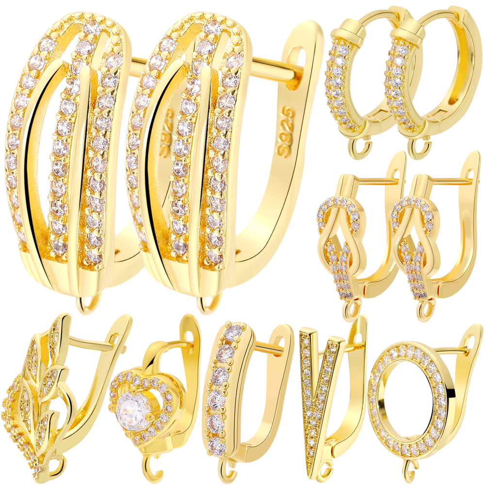 Women'S Fashion Earrings - ジュヤ18K金メッキ装飾イヤワイヤーステッチベーシックコネクトファスナーベイルイヤリングフックDIY女性用ファッションイヤリング製作