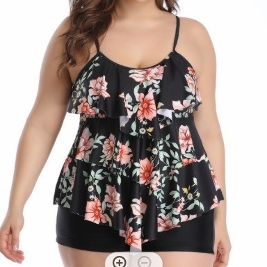 Crop Top Women - タンキニ女性用ビキニ花柄プリントプラスサイズビキニハイウエストショーツ水着スパゲッティストラップクロップドトップツーピース水着