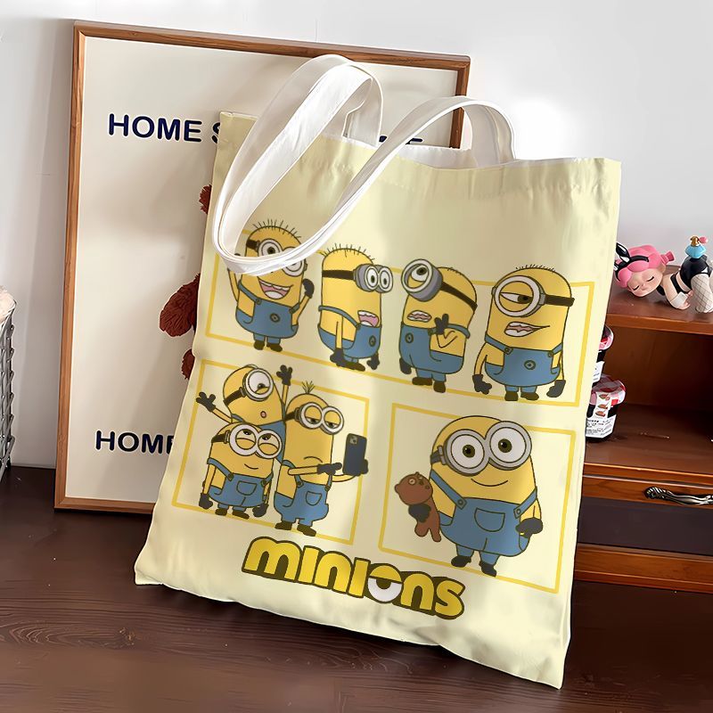 Canvas Tote Bag - ミニオンズ映画アニメ漫画かわいいキャンバスバッグかわいい学生トートバッグ家庭用ポータブルショッピングバッグショルダーバッグギフト卸売