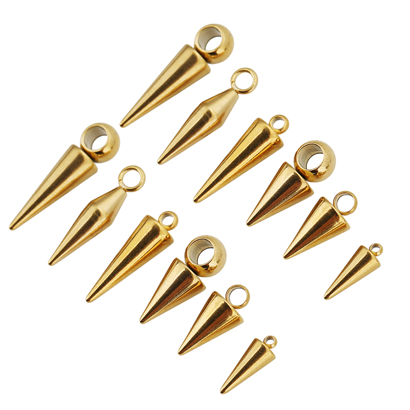 Women'S Fashion Earrings - 10 個ステンレス鋼コーンチャームペンダントレトロスパイクビーズチャームペンダント女性男性フープイヤリングジュエリーメイキング用品