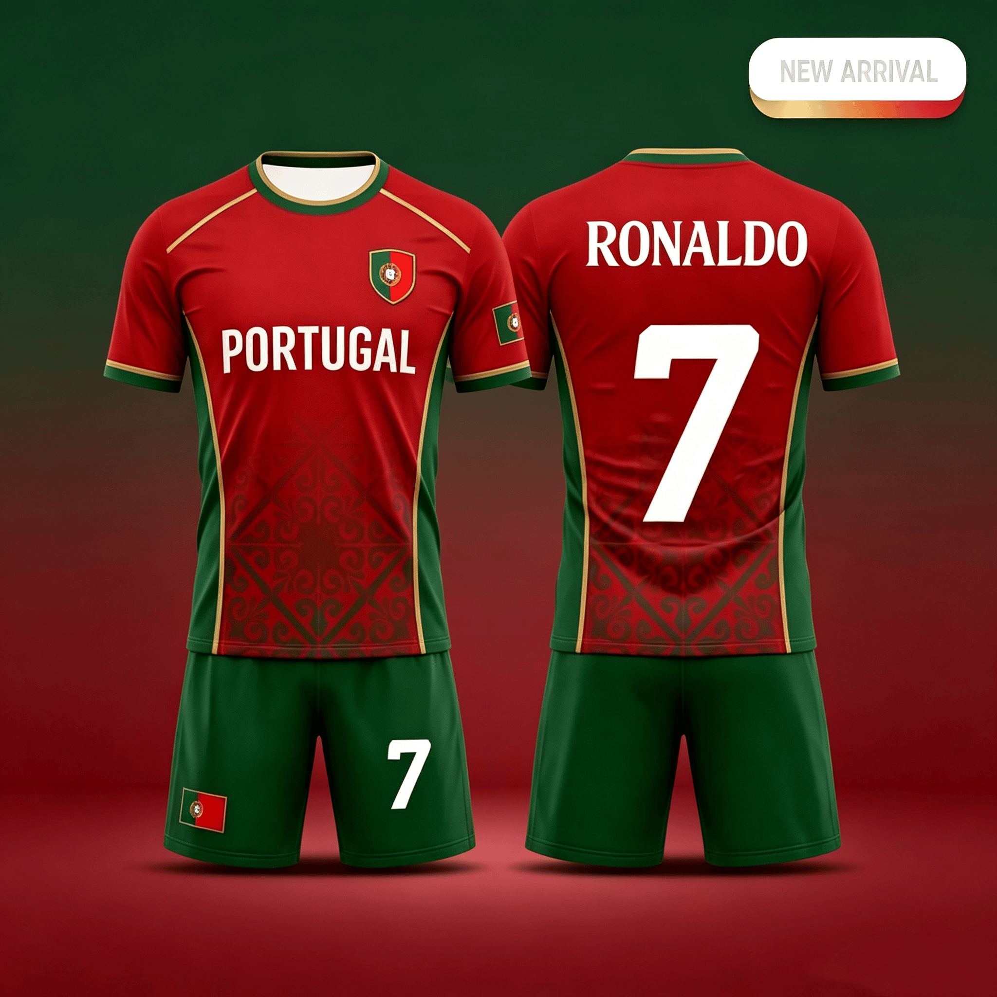 Women'S Fashion Portugal - 2026スペシャルNO.7 ロナウド サッカーユニフォーム ショーツセット 女性 男性