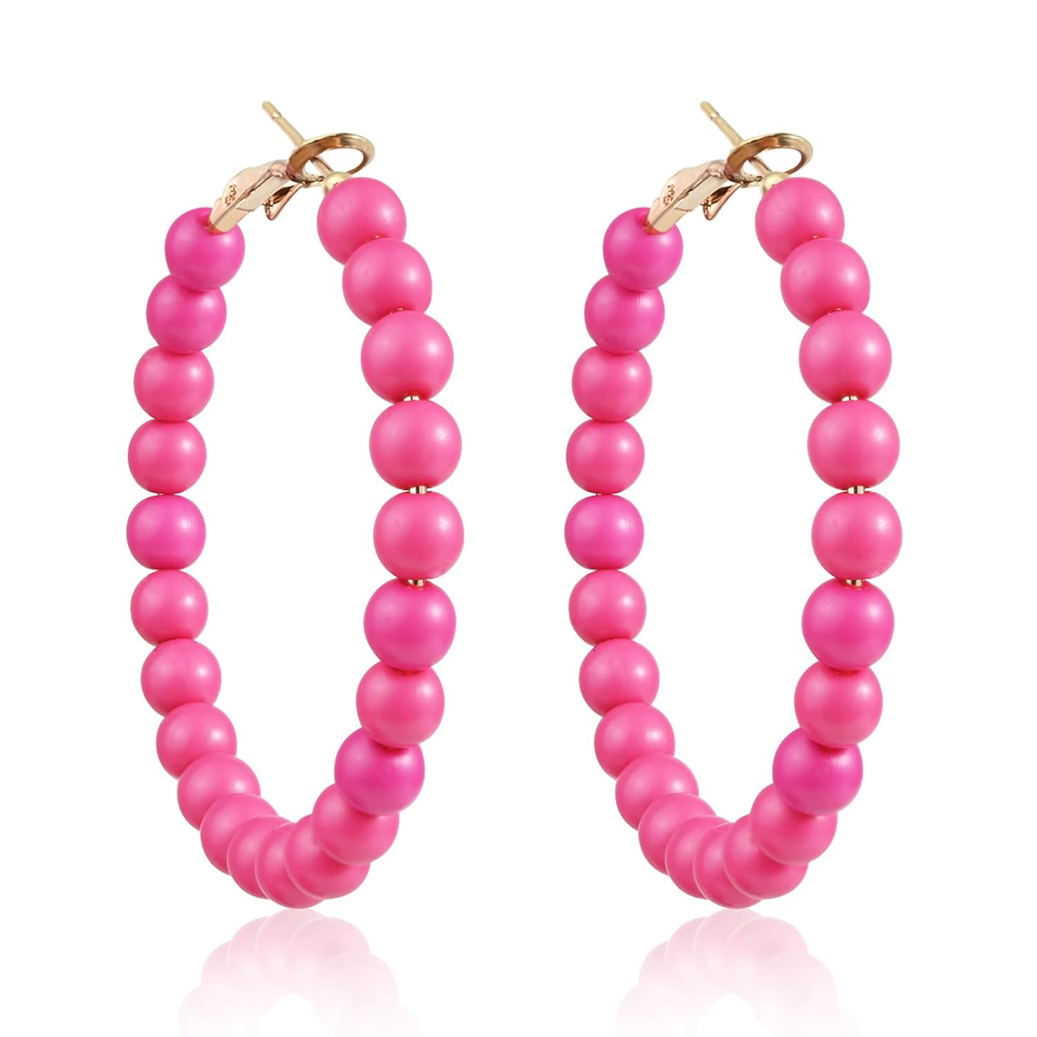 Women'S Fashion Earrings - 女性用ビーズフープイヤリング サークルビーズイヤリング ファッションイヤリング 女性用 トレンディ