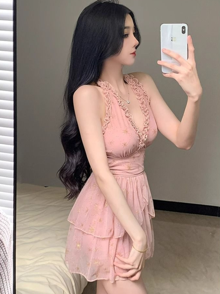 Women'S Fashion Middle Ages - レディース 2026 ファッション スカート付きモノキニ お腹隠し フリル裾