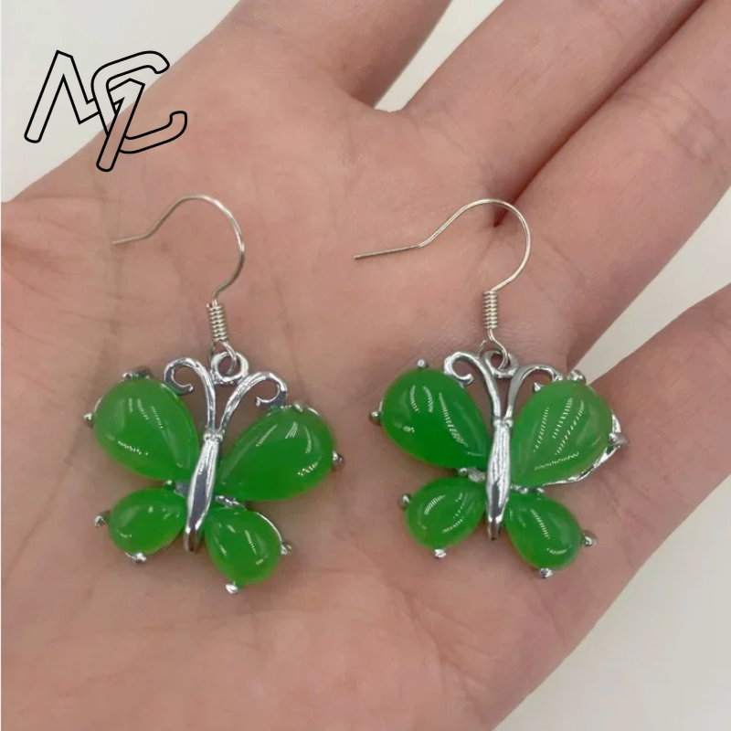 Women Fashion Jewellery - S925 シルバーグリーン翡翠蝶ペンダントネックレスチャームジュエリーファッションアクセサリー手彫り男性女性幸運のお守りギフト