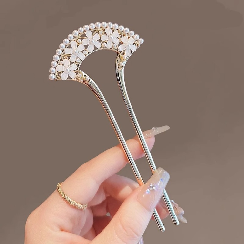 Women Fashion Jewellery - 1pc 絶妙なファッションエレガントなヴィンテージパール U ピンヘアアクセサリーとコラムかぶと卸売レトロヘアピンヘアジュエリー