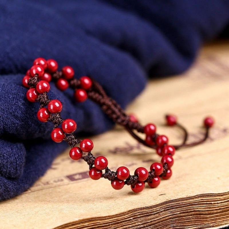 Women Fashion Jewellery - 男性と女性のための美しい天然の赤いブレスレット,手作りのジュエリー,ファッショナブルな翡翠,直径6mm,新しいコレクション