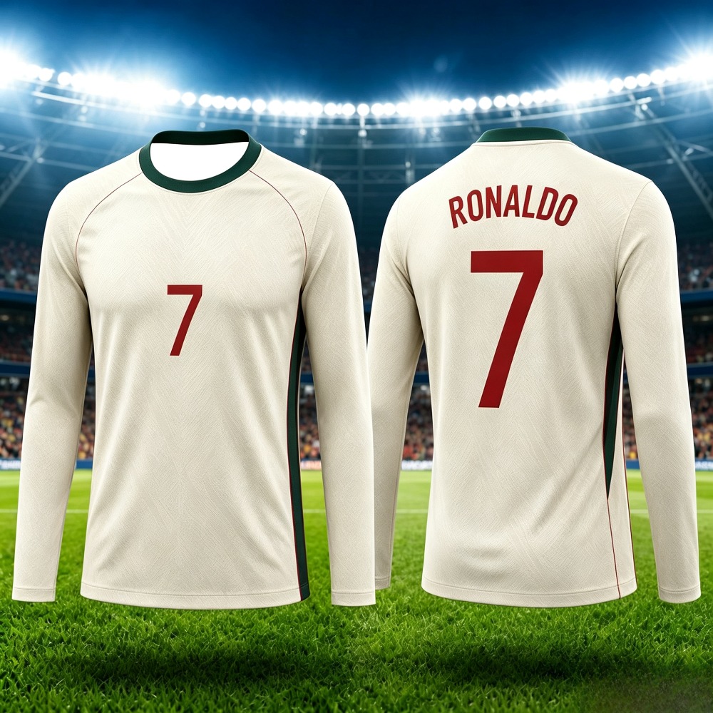 Women'S Fashion Portugal - 新しいポルトガルスタイルサッカーユニフォーム No.7 プリント Tシャツ夏通気性カジュアルアウトドアスポーツ長袖ファントップス男性女性用