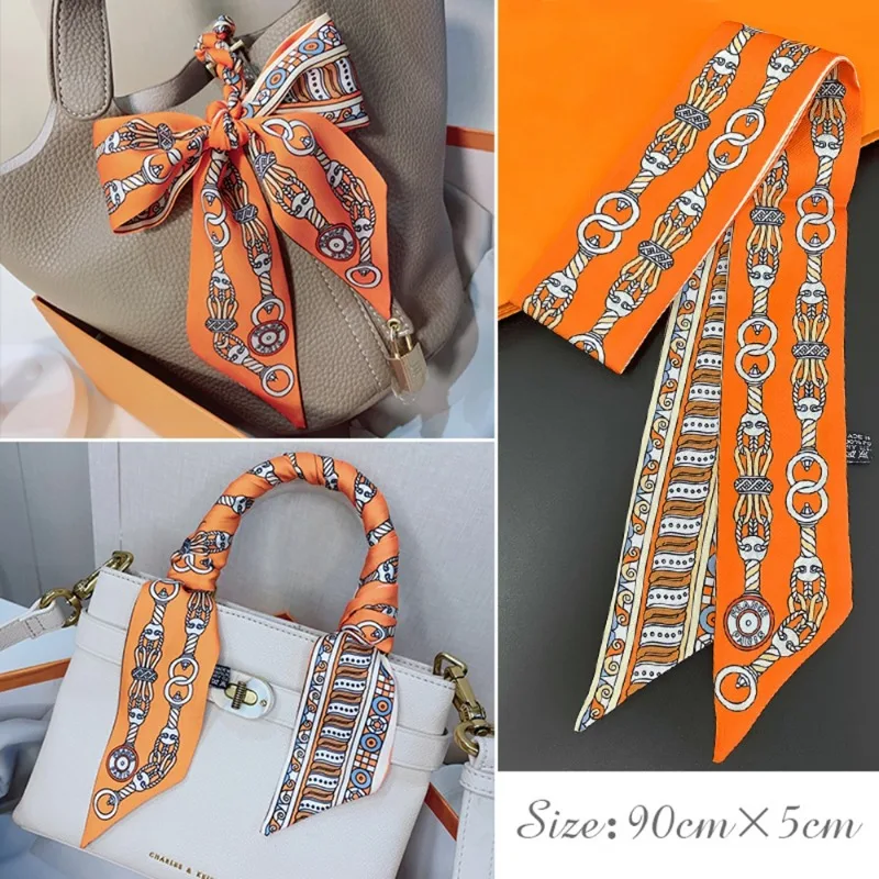 Women Fashion Necktie - ファッションスキニーシルクスカーフ女性のためのファッションヘアリボンヘッドバンドバンダナ女性バッグリストラップネッカチーフスカーフネクタイ