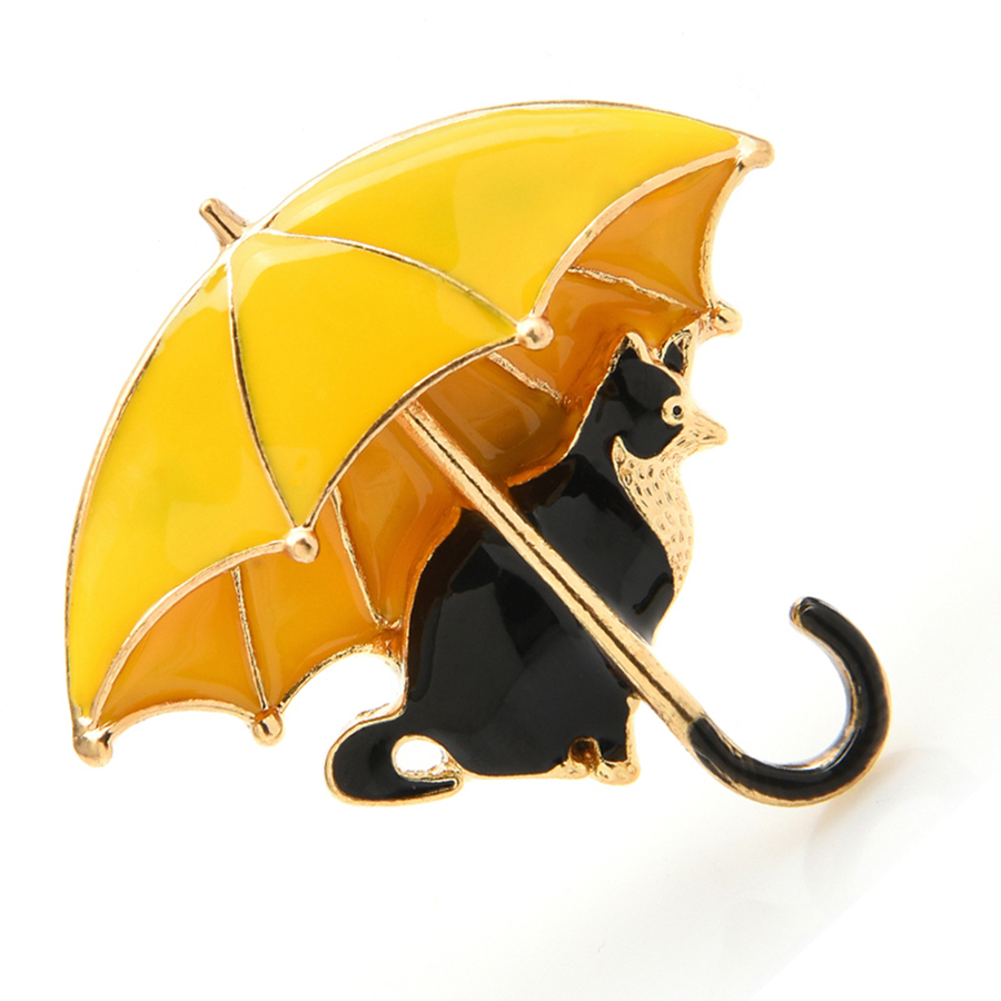 Women'S Fashion Umbrella - かわいい猫傘ブローチ女性のためのエナメル 4 色キツネ動物パーティーカジュアルブローチピンギフト