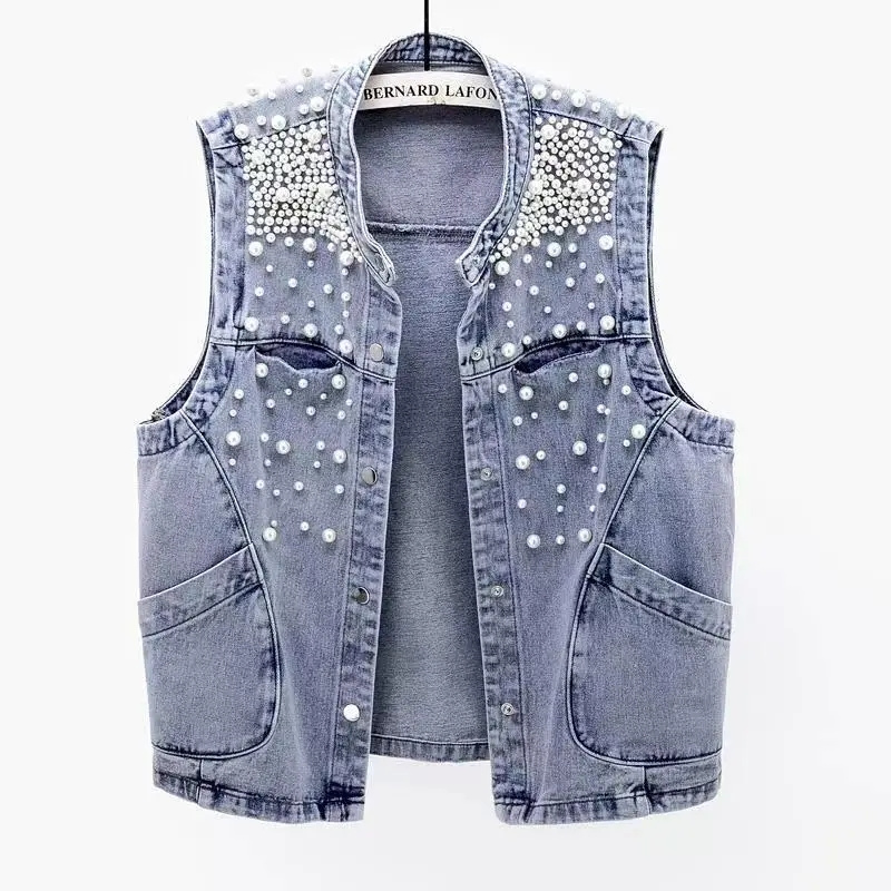 Women Fashion Jeans Top - 女性の色あせたデニムベスト,ノースリーブのストリートウェア,韓国のファッションジャケット,2023
