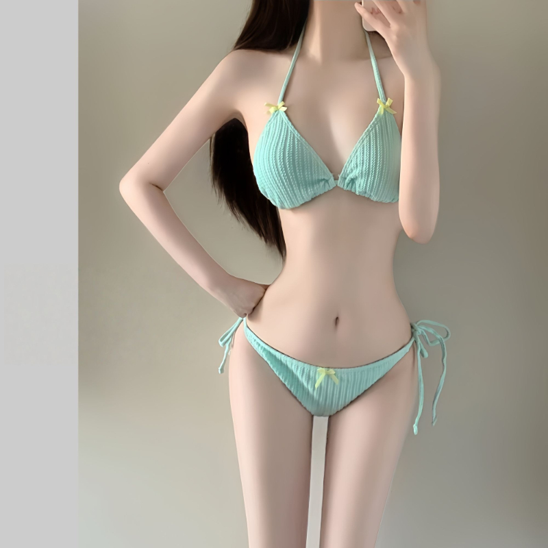 Women'S Fashion Middle Ages - 2026年夏 レディース 長袖ビキニセット 韓国ファッション 可愛い女の子用水着 スリムビーチ水着
