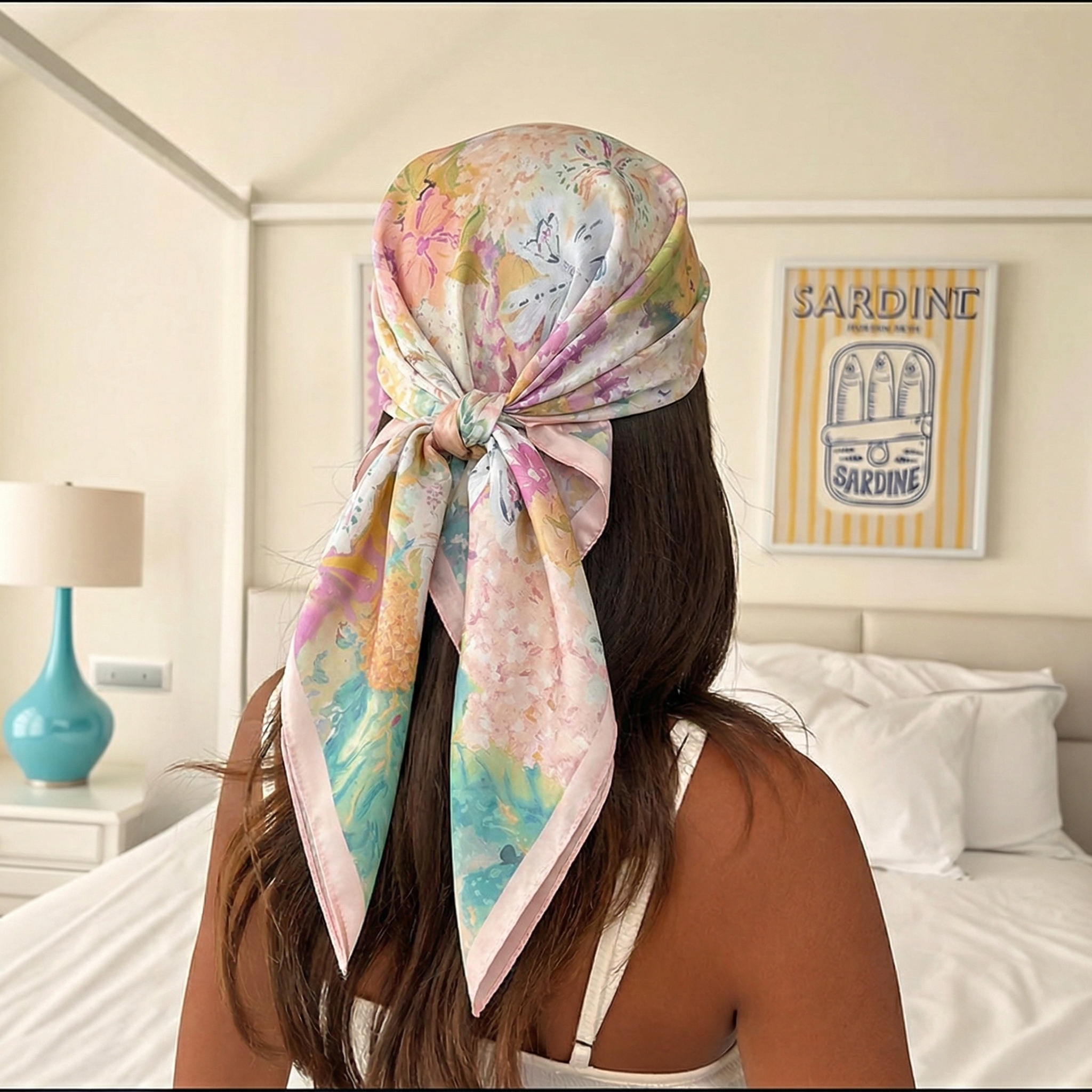 Women Fashion Necktie - 70*70 センチメートル正方形のシルクスカーフ女性のためのファッションレディースサテンネックヘアネクタイバンダナ女性スカーフビーチストールヒジャブスカーフパレオ