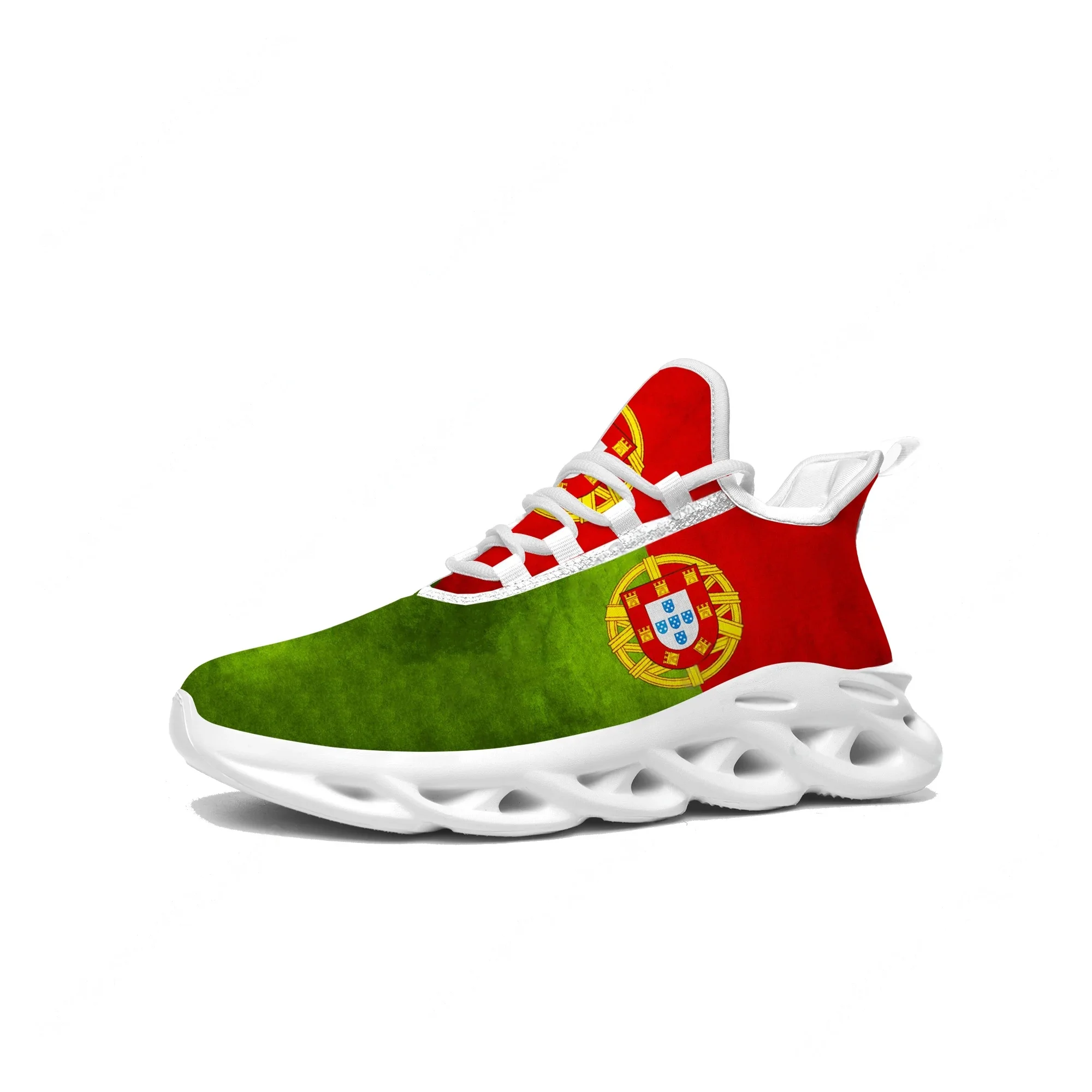 Women'S Fashion Portugal - ポルトガル国旗フラットスニーカーメンズレディースポルトガルスポーツシューズ高品質スニーカーレースアップメッシュ履物オーダーメイドシューズホワイト