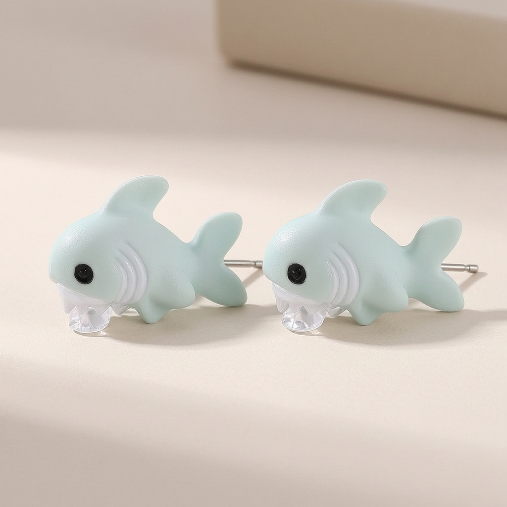 Women'S Fashion Earrings - 粘土動物スタッドピアス女性用カジュアルファッション手作り風漫画恐竜子犬クジラ