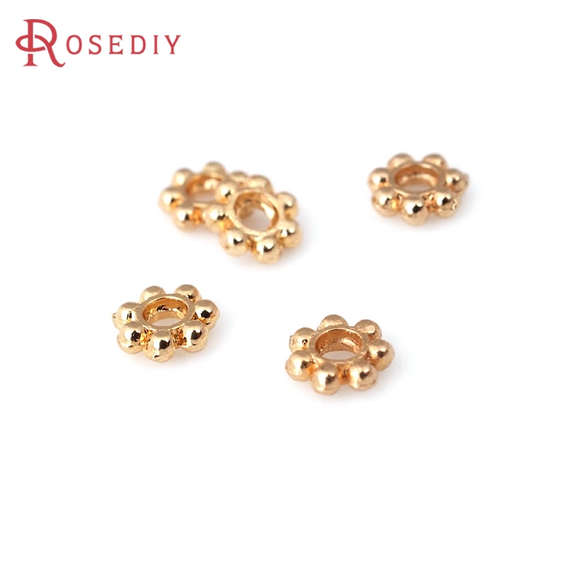 Women Fashion Jewellery - 18K ゴールドカラー真鍮フラワースペーサーブレスレットビーズ高品質ジュエリー作成用品ネックレスイヤリングアクセサリー女性用