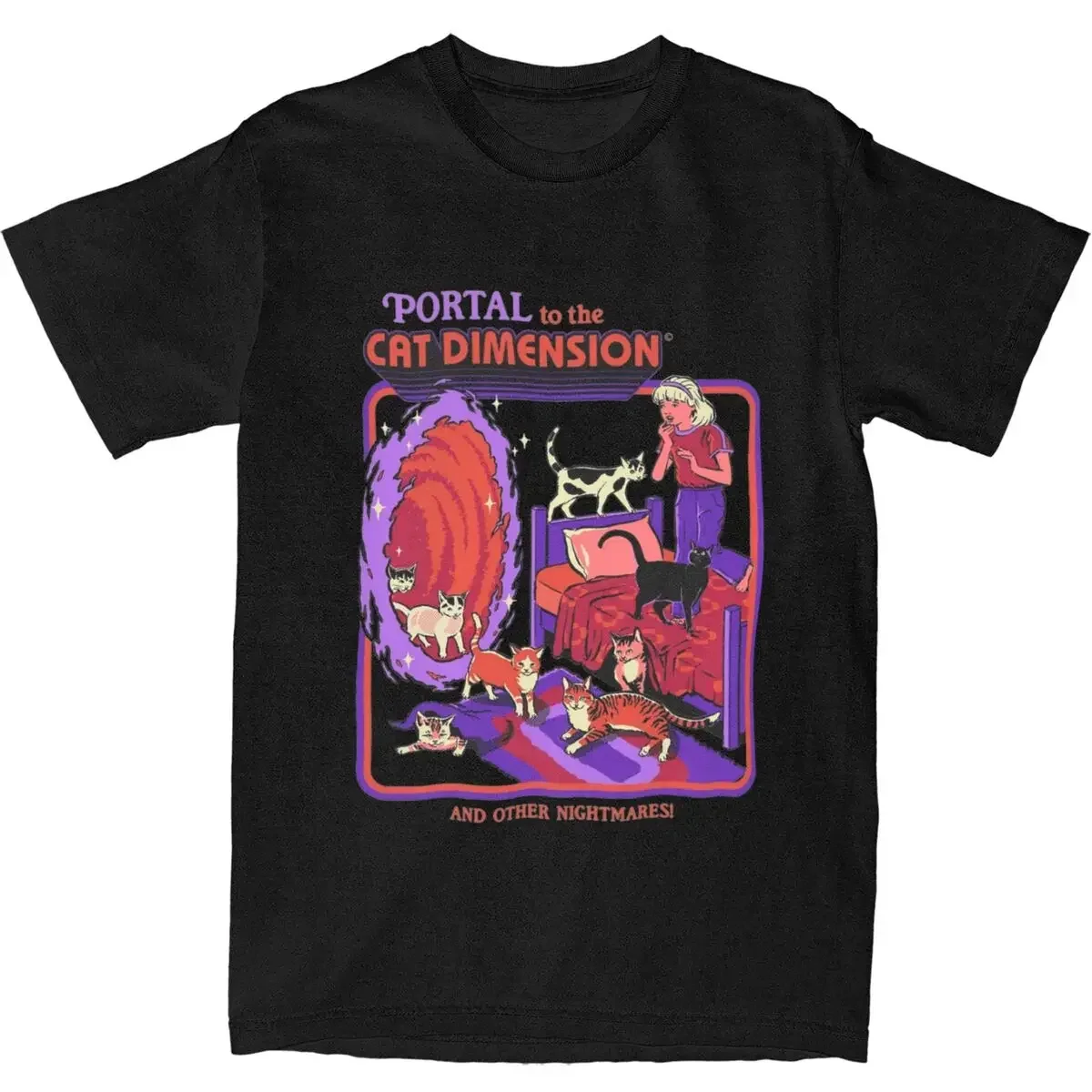 Women'S Fashion From The 70S - 男性と女性のためのビンテージダークキャットTシャツ,ホラーTシャツ,シャツアクセサリー,衣類ギフトのアイデア,70年代,80年代