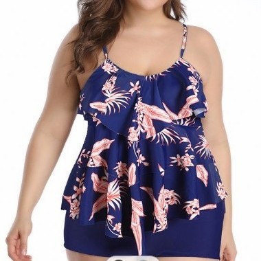 タンキニ女性用ビキニ花柄プリントプラスサイズビキニハイウエス - Crop Top Women のレビューと価格