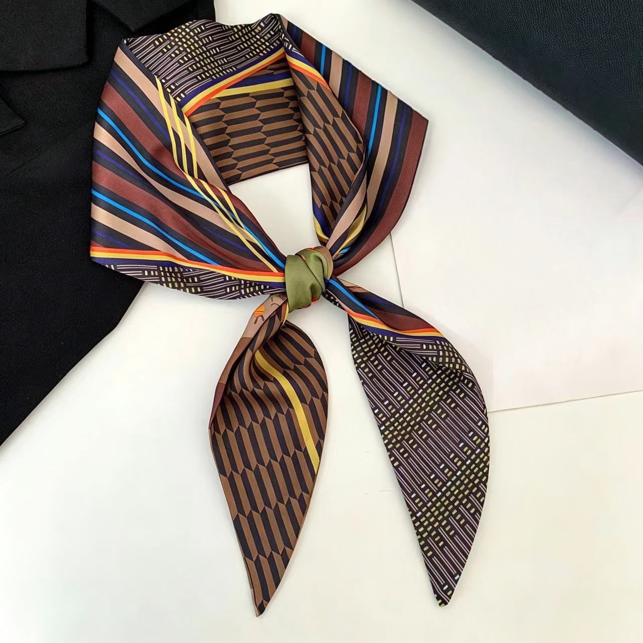 高級プリントロングヘアリボンベベルシルクスカーフ女性ネクタイ - Women Fashion Necktie のレビューと価格