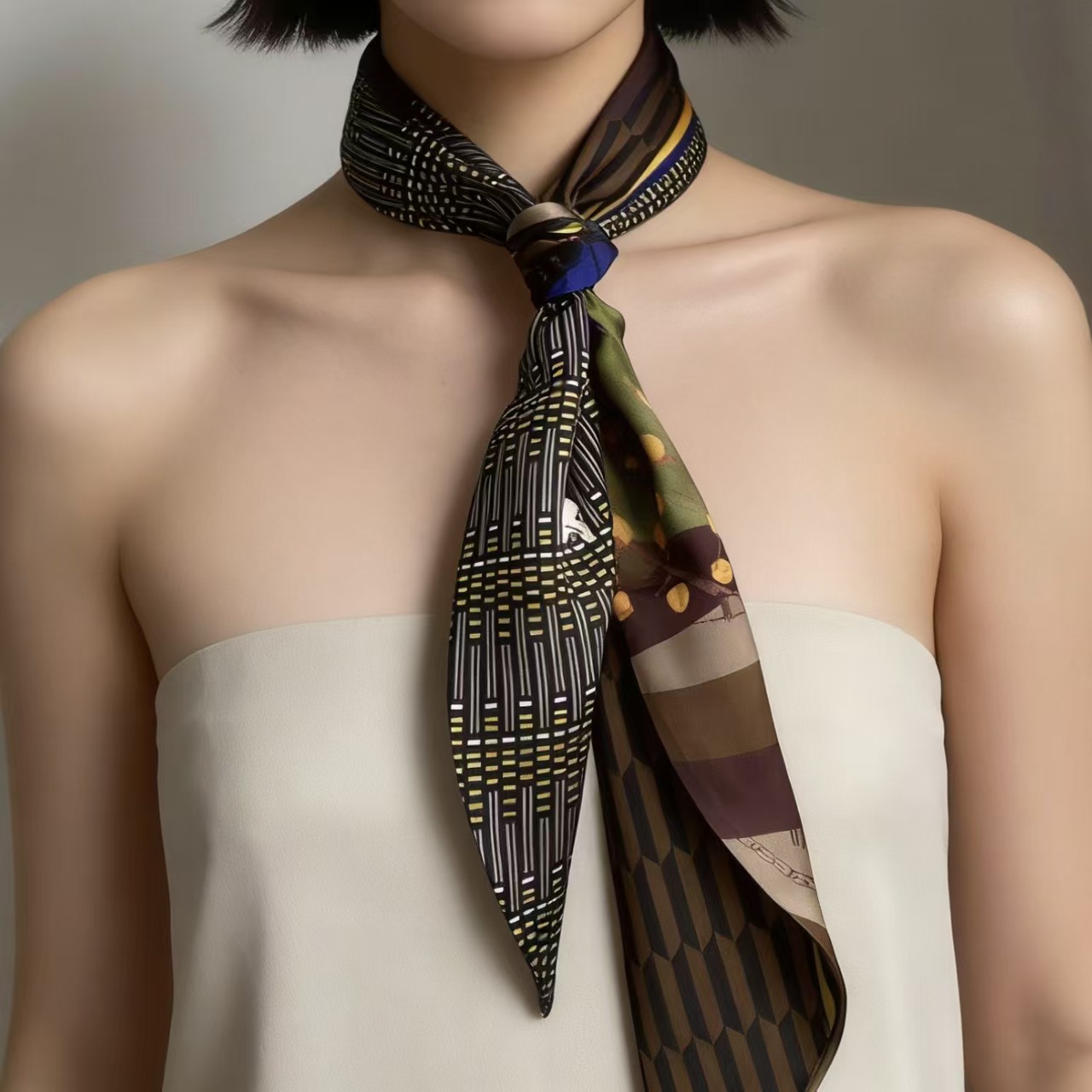 高級プリントロングヘアリボンベベルシルクスカーフ女性ネクタイ - Women Fashion Necktie のレビューと価格