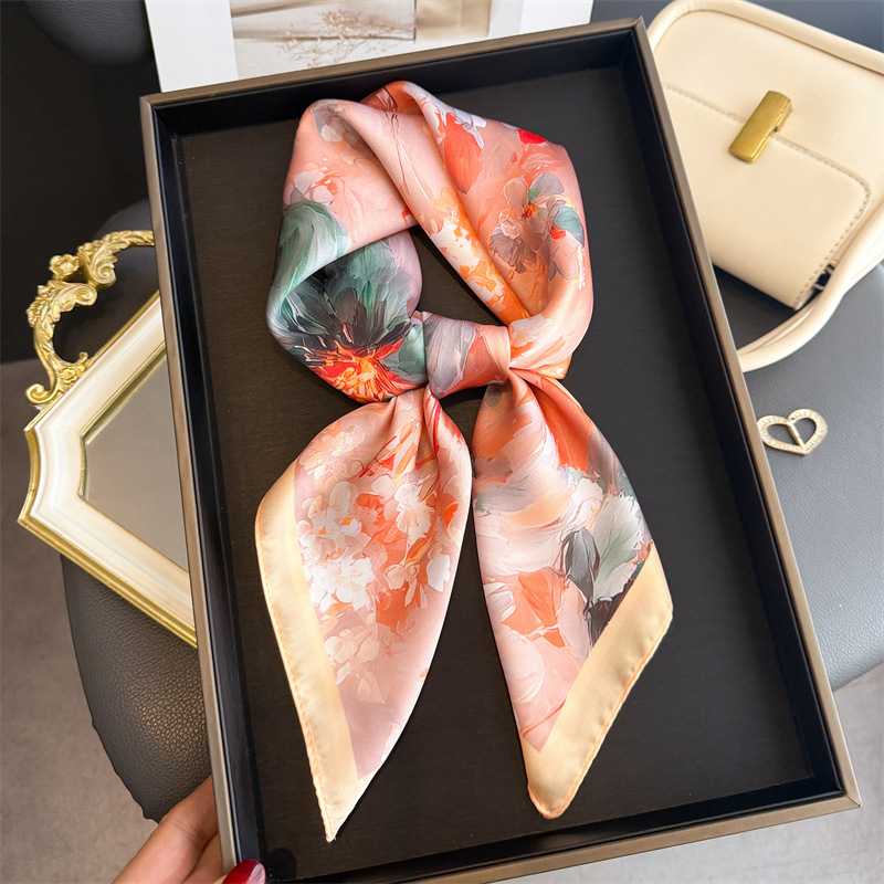 2026年新作 花柄プリント シルク スクエアスカーフ レデ - Women Fashion Necktie のレビューと価格