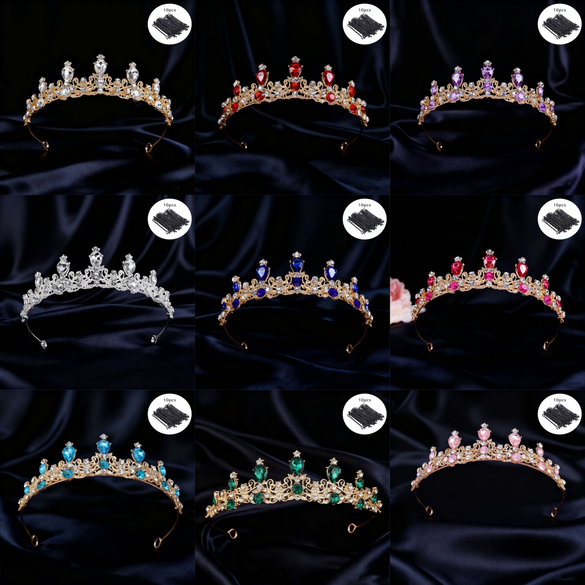 ブライダルティアラ ヴィンテージスクロールラインストーンクイ - Women Queen Fashion のレビューと価格