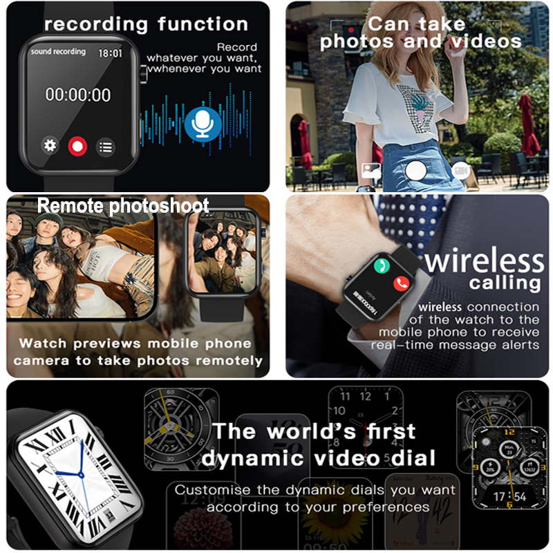 新しいカメラスマートウォッチ男性女性写真録画ビデオスポーツフ - Women Fashion Video のレビューと価格