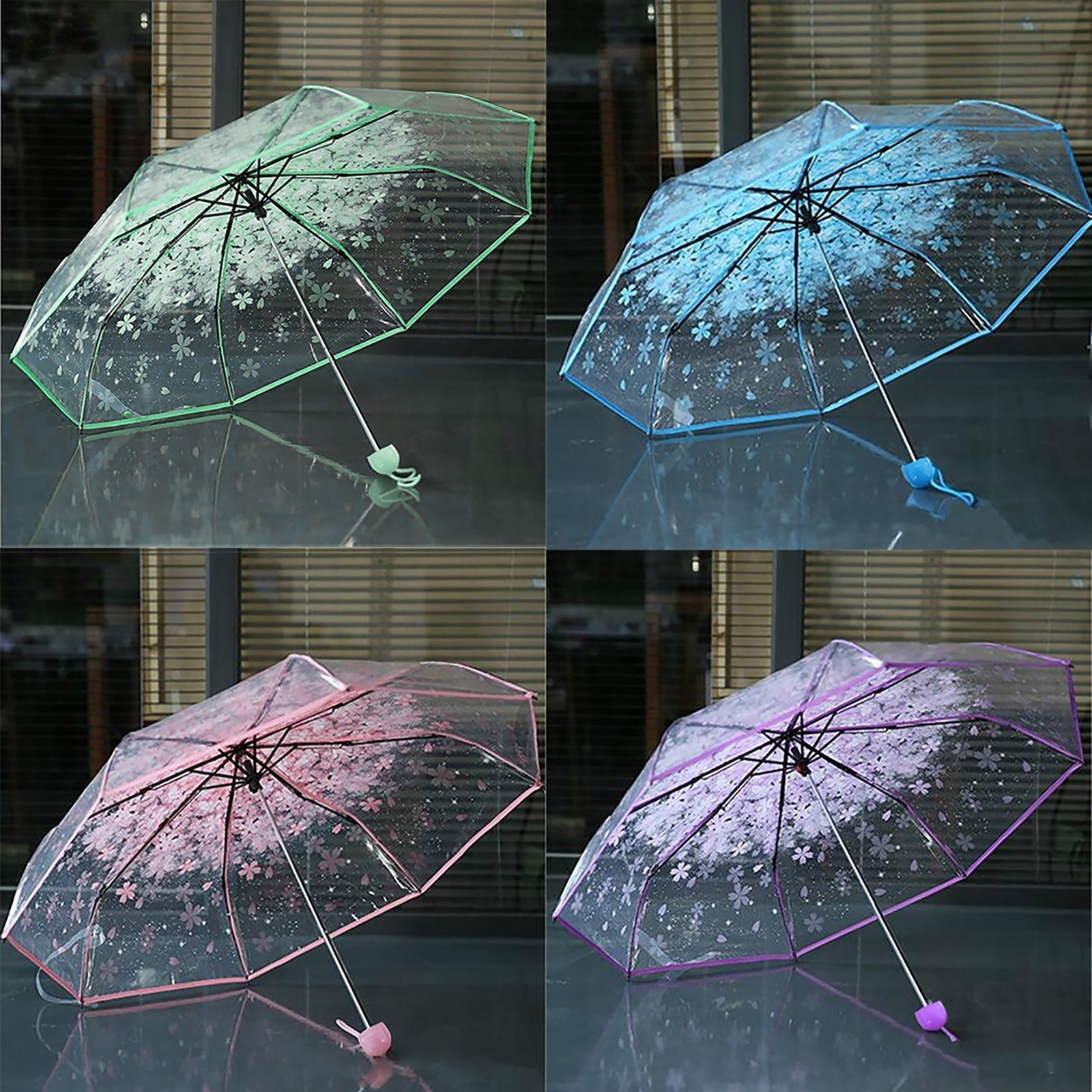 さくら透明折りたたみ傘 桜柄クリアドーム傘 3つ折り携帯用防 - Women'S Fashion Umbrella のレビューと価格