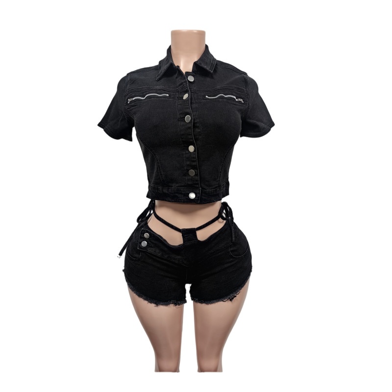 セクシーデニム2ピースセット レディース 夏服 2026 ジ - Women Fashion Jeans Top のレビューと価格