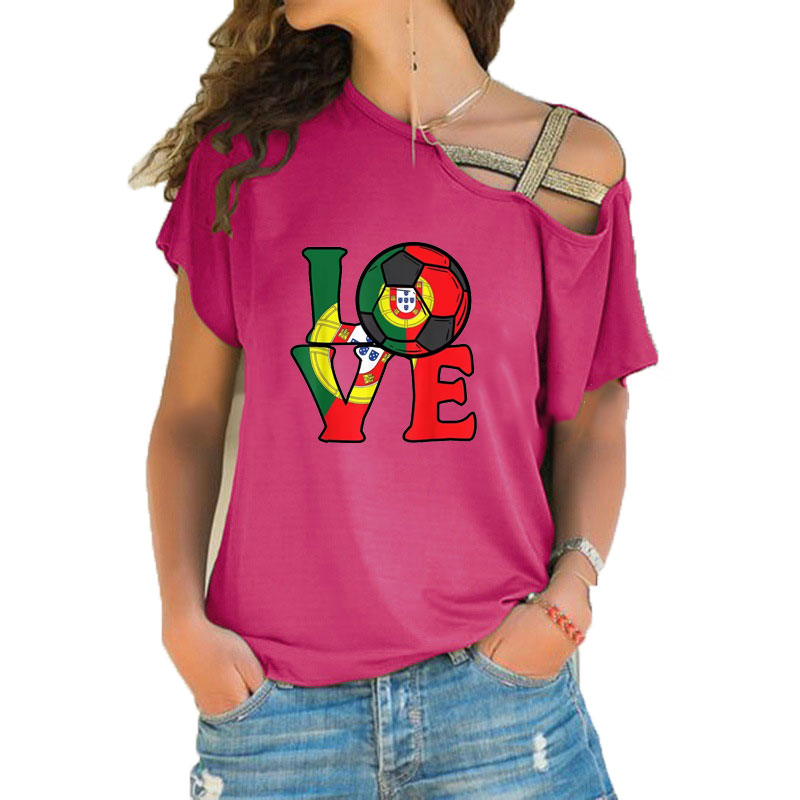 女性ルーズスラッシュネック Tシャツポルトガル国旗 Tシャツ - Women'S Fashion Portugal のレビューと価格