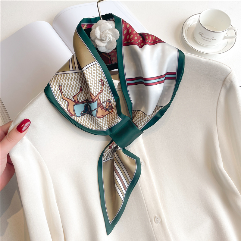 高級春夏耳シルクスカーフ女性ストライププリントネッカチーフリ - Women Fashion Necktie のレビューと価格