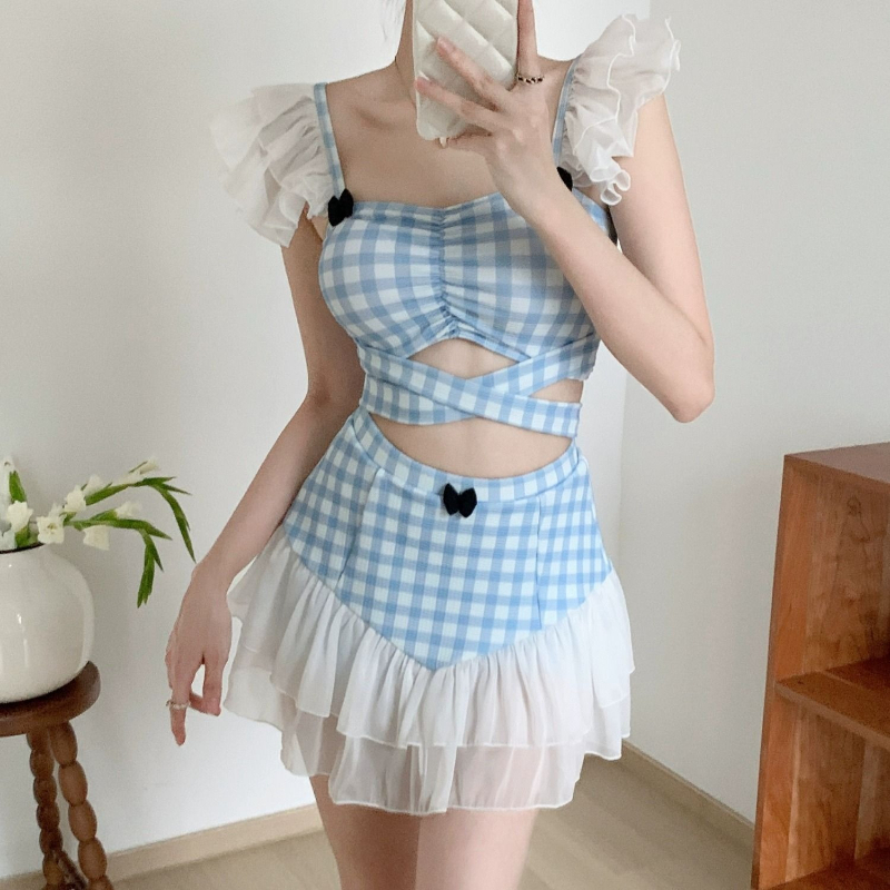 レディーススリミングホルター水着かわいいちょう結びレトロハイ - Women'S Fashion Middle Ages のレビューと価格