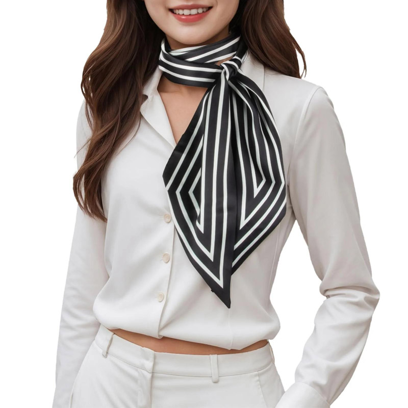 ファッションストライプヘアリボンスカーフ女性ネクタイバッグス - Women Fashion Necktie のレビューと価格