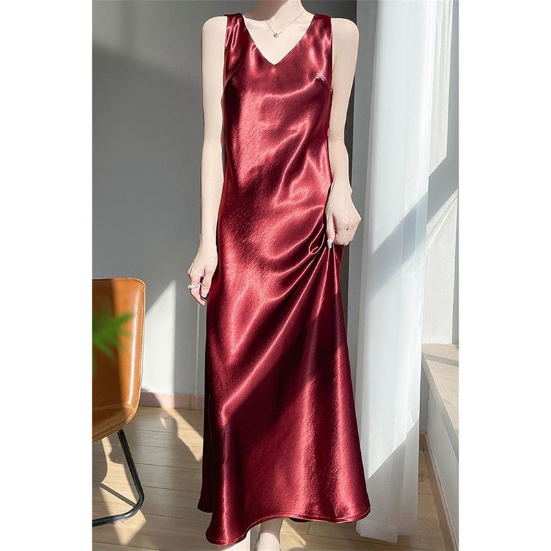 女性用高級金箔サテンロングドレス レディースVネック幅広バン - Women'S Fashion Gilded Age のレビューと価格
