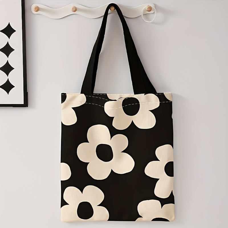黄色の花柄プリントのトートバッグ、再利用可能なファッショナブ - Canvas Tote Bag のレビューと価格
