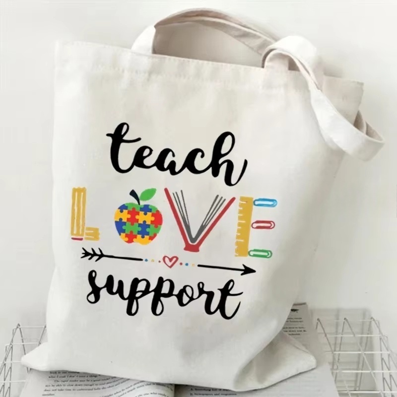 女性キャンバスショルダーバッグティーチラブインスパイアプリン - Canvas Tote Bag のレビューと価格