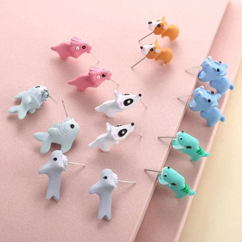 漫画動物樹脂イヤリングかわいい恐竜犬クジラ粘土面白いジュエリ - Women'S Fashion Earrings のレビューと価格