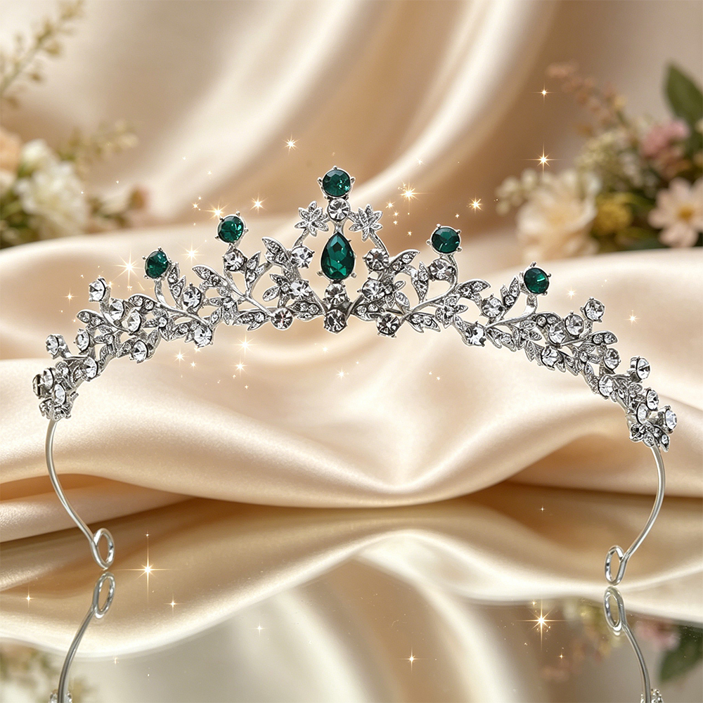 シルバーフローラルヴァインブライダルティアラスパークリングラ - Women Queen Fashion のレビューと価格