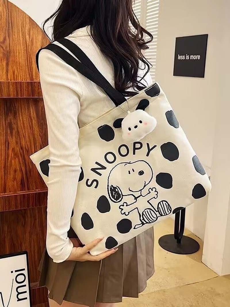 漫画スヌーピーキャンバスショルダーバッグ女性用大容量トートバ - Canvas Tote Bag のレビューと価格