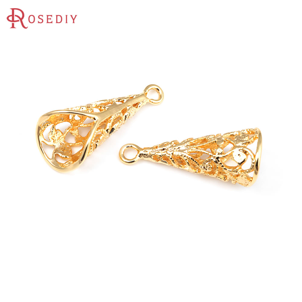 6 個 18 K ゴールドカラー真鍮中空円錐形チャームペンダ - Women'S Fashion Earrings のレビューと価格
