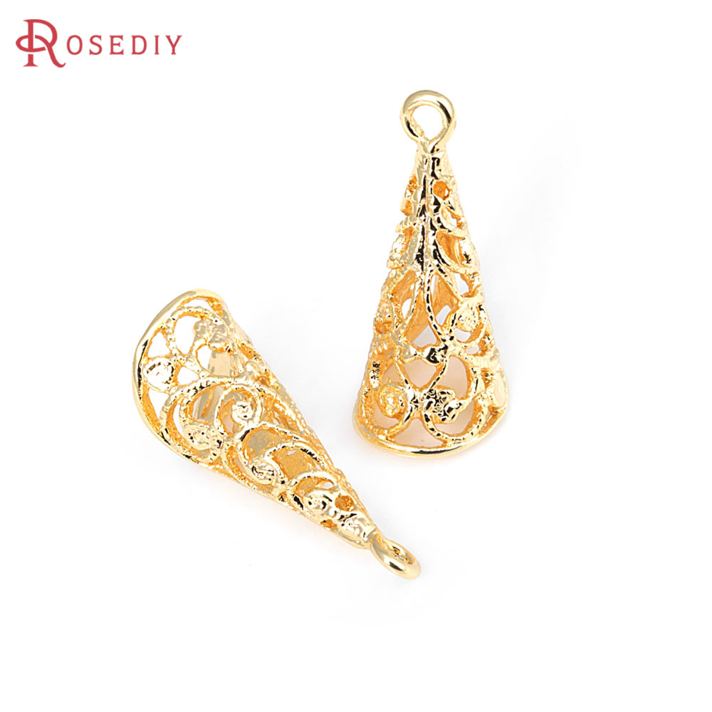 6 個 18 K ゴールドカラー真鍮中空円錐形チャームペンダ - Women'S Fashion Earrings のレビューと価格