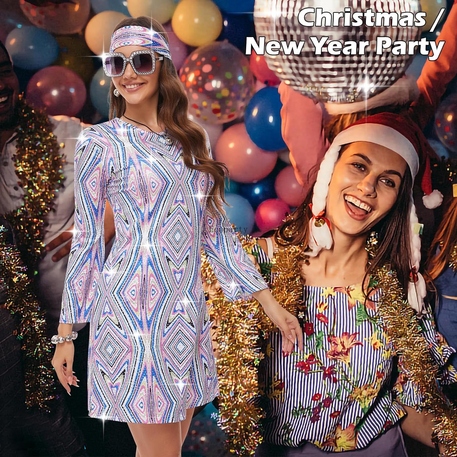 Disfraz 70年代女性ディスコドレスヒッピーコスチュー - Women'S Fashion From The 70S のレビューと価格