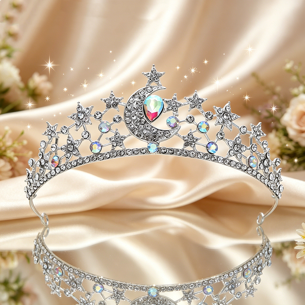 ムーンスターブライダルティアラ スパークリングラインストーン - Women Queen Fashion のレビューと価格