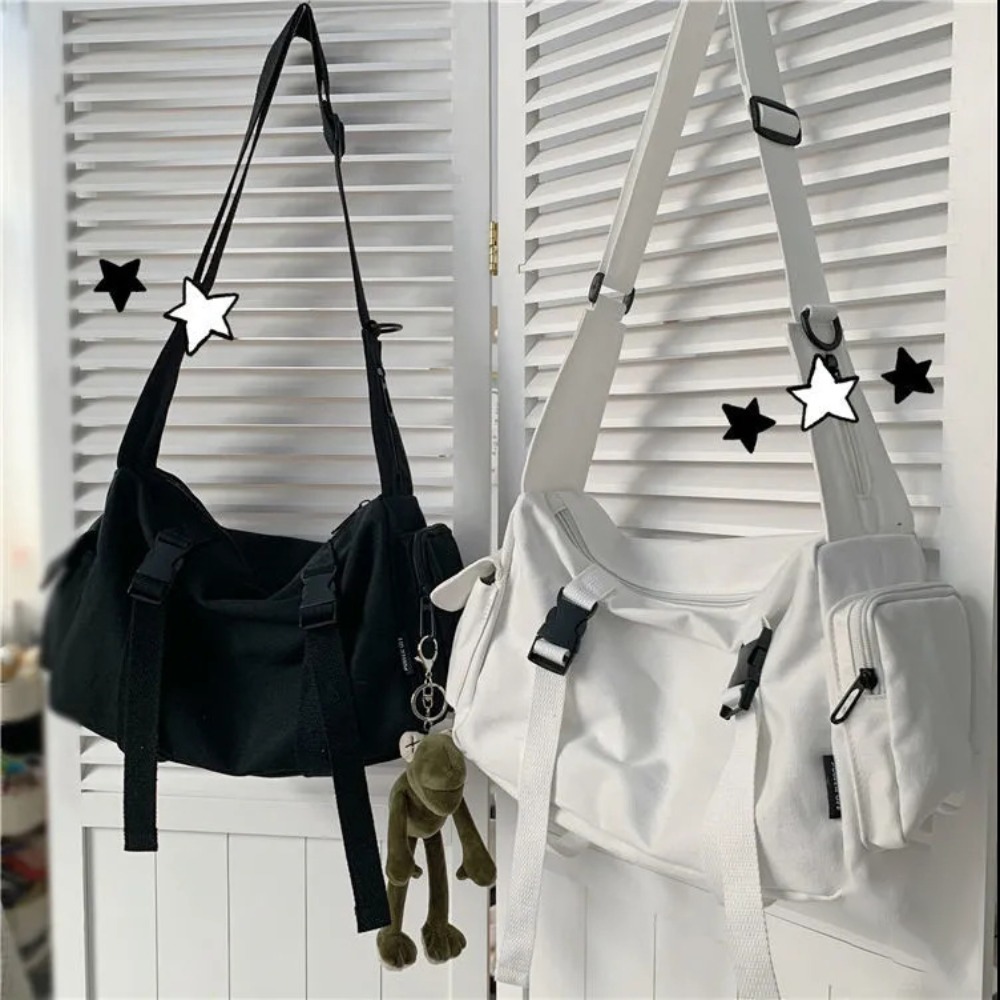 女性用ポケット付きユニセックスブラッククロスボディバッグ、キ - Canvas Tote Bag のレビューと価格