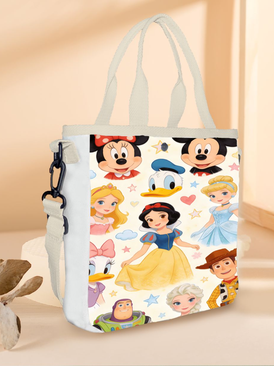 多機能プリンセストートバッグ、取り外し可能なストラップ、漫画 - Canvas Tote Bag のレビューと価格