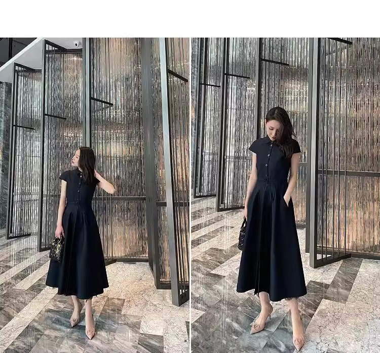 エレガントな無地ヘップバーンスタイル通勤ワンピース半袖フレン - Women'S Fashion Umbrella のレビューと価格