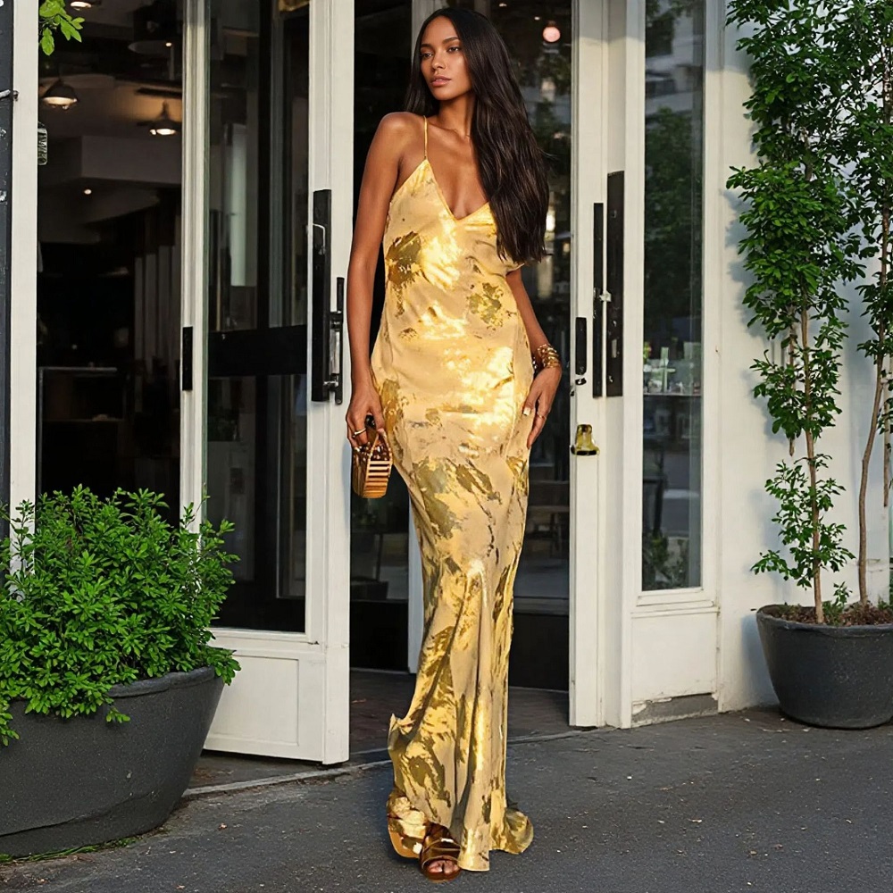 2025年夏新作　おしゃれなセクシーバックレスドレス　ゴール - Women'S Fashion Gilded Age のレビューと価格