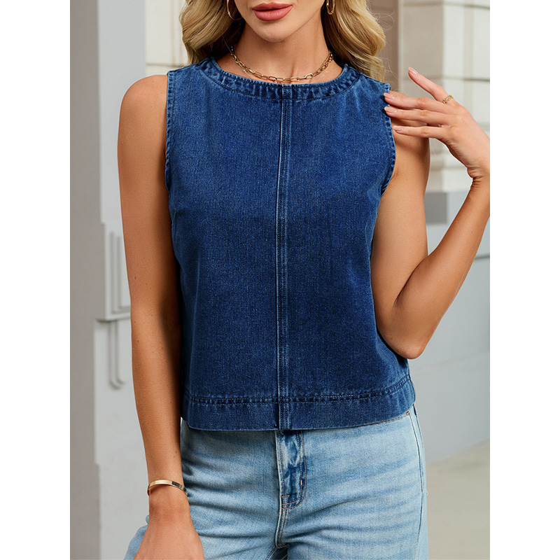 Benuynffy カジュアルラウンドネックデニムベスト女性 - Women Fashion Jeans Top のレビューと価格