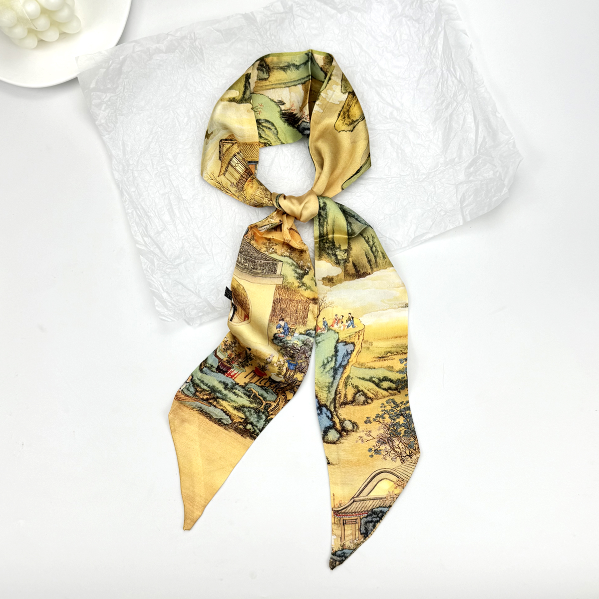新しいリボンシルクロングスカーフ、女性用スキニーヘアネックタ - Women Fashion Necktie のレビューと価格