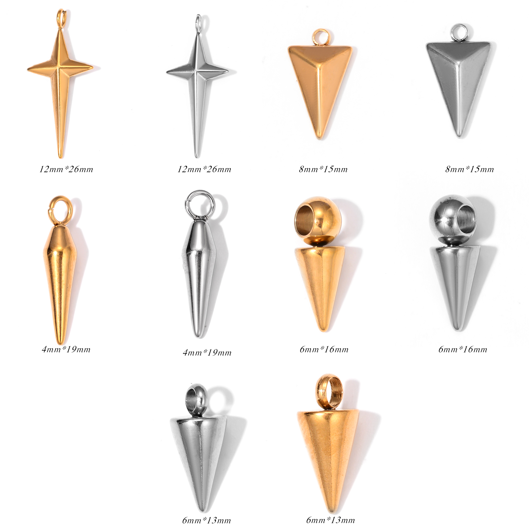 8 個ステンレス鋼コーンチャームペンダントパンク弾丸スパイク - Women'S Fashion Earrings のレビューと価格