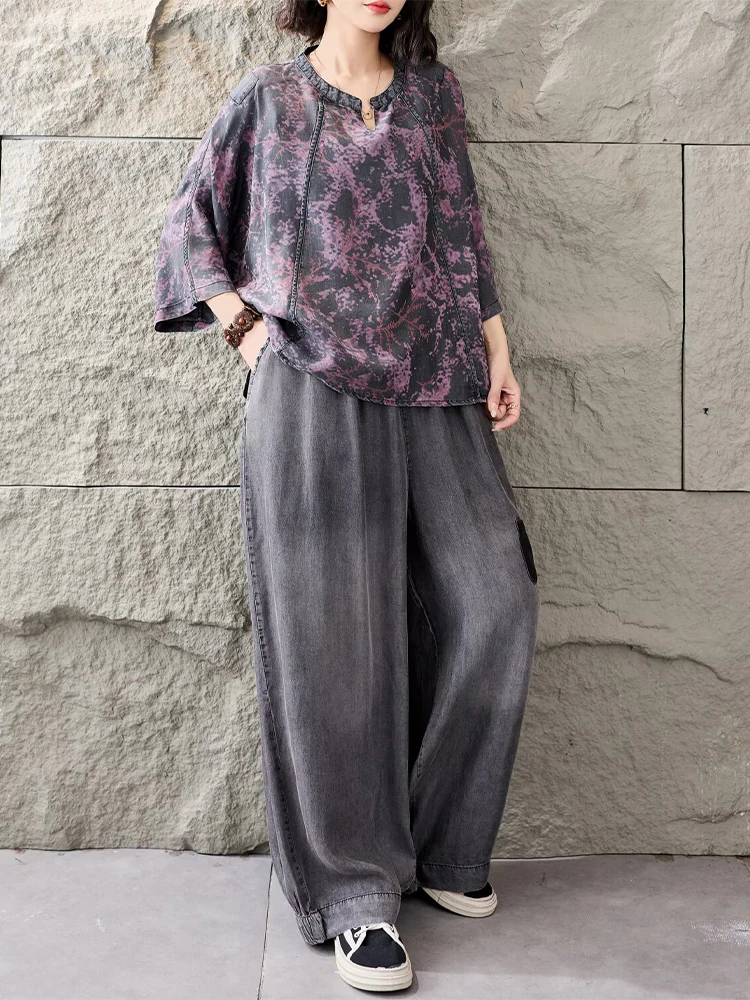 2026年レディースファッションTシャツスーツ、ルーズプリン - Women Fashion Jeans Top のレビューと価格